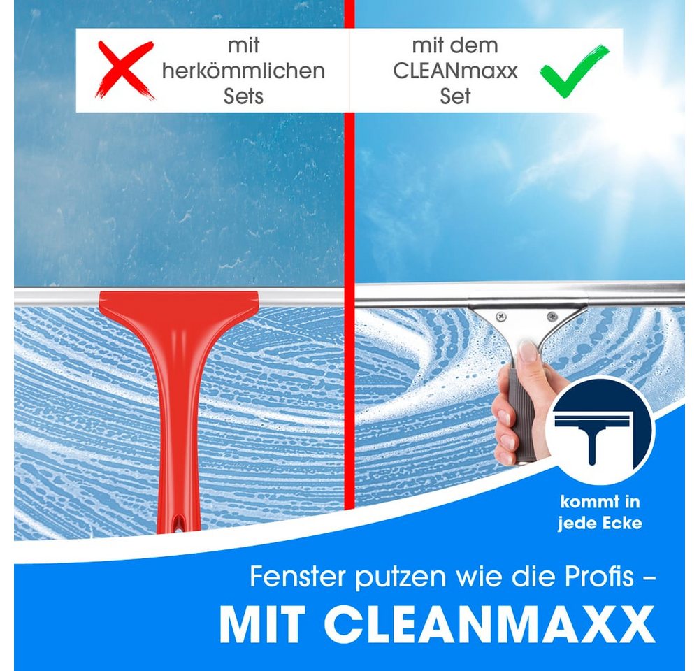 CLEANmaxx Sprühwischer CLEANmaxx Fensterreiniger-Set Professional (13-tlg) Fensterputzer Set mit Abzieher & Fensterwischer - für saubere Fenster Bild 4