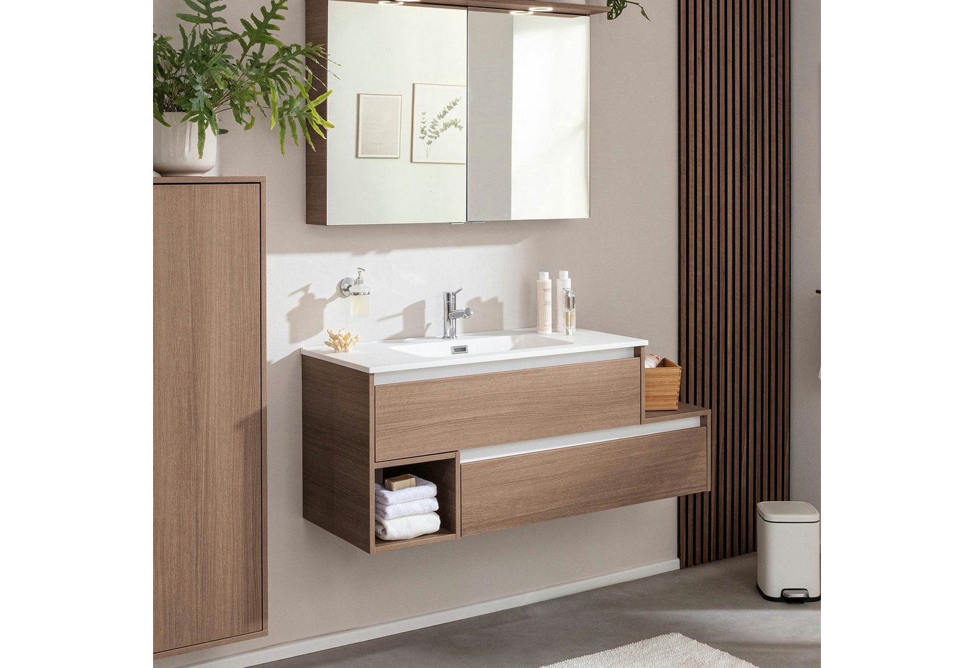 FACKELMANN Badmöbel-Set Waschtisch mit Unterschrank, Gussmarmorbecken Bild 2
