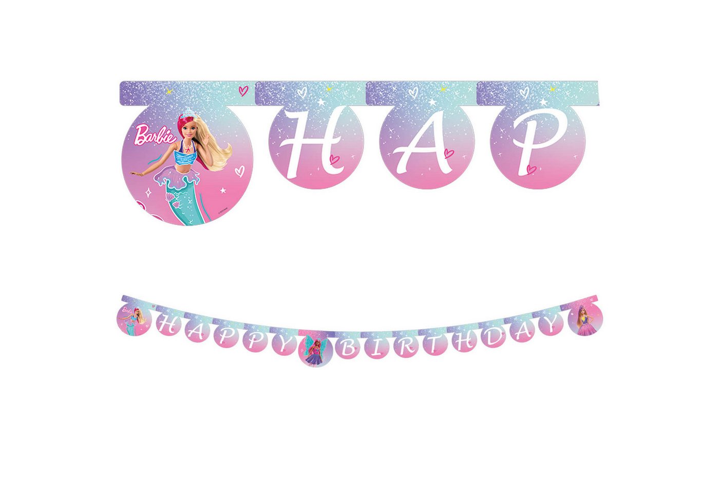 Procos Girlande Banner Happy Birthday Barbie Fantasy, FSC