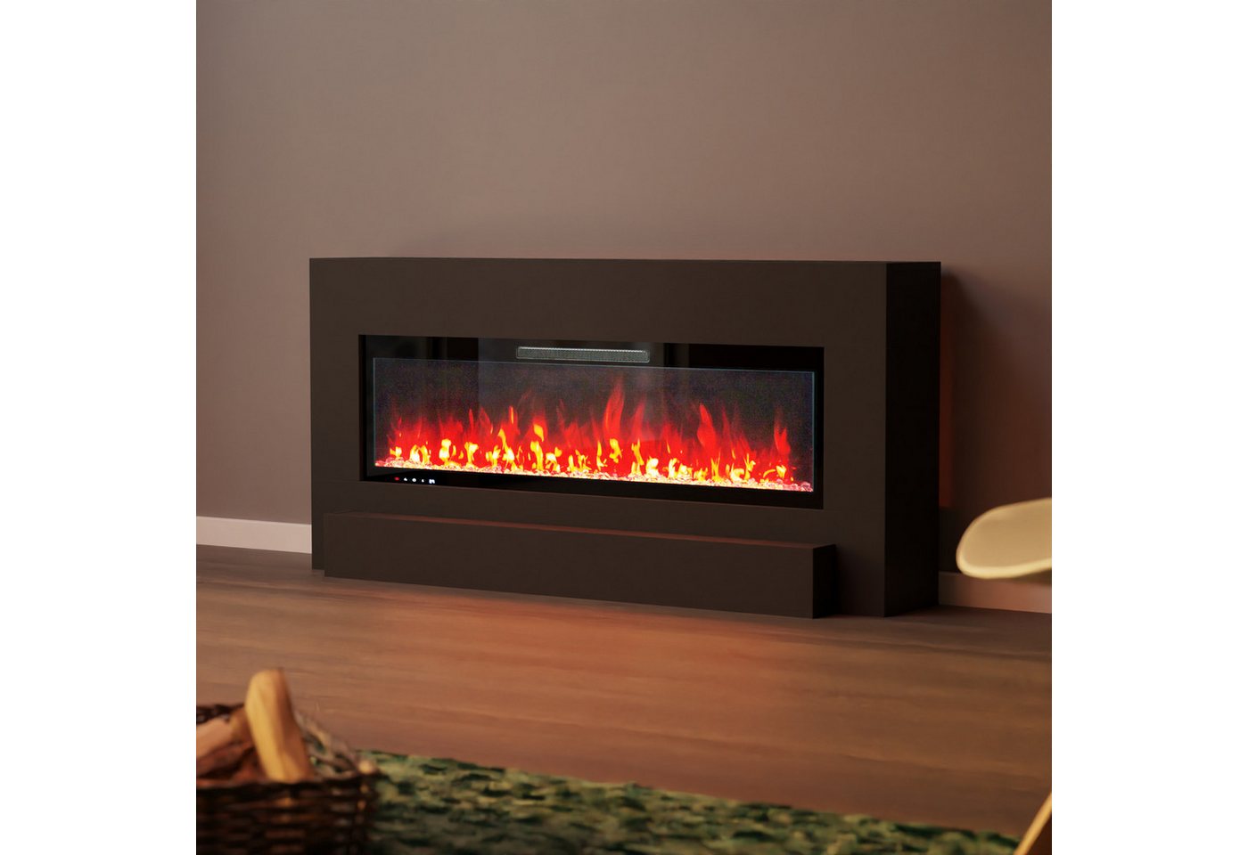 GF Core Elektrokamin Hestia weiß / grau / schwarz 3D LED Kamin mit Heizung, Elektrischer Kamin mit 3D Feuer mit Heizung, 2 Dekorationen Bild 3
