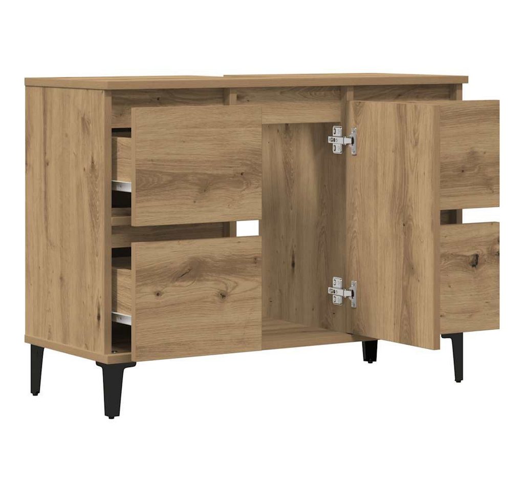 furnicato Waschbeckenunterschrank 80 x 33 x 60 cm Artisan-Eiche (1-St) Badezimmerunterschrank mit 4 Schubladen und Metallfüßen für Bad Bild 2