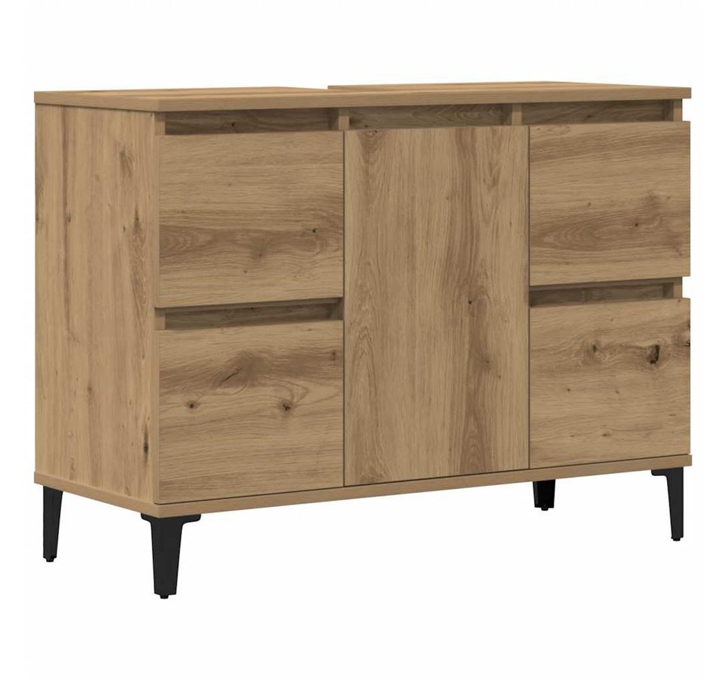 furnicato Waschbeckenunterschrank 80 x 33 x 60 cm Artisan-Eiche (1-St) Badezimmerunterschrank mit 4 Schubladen und Metallfüßen für Bad Bild 3