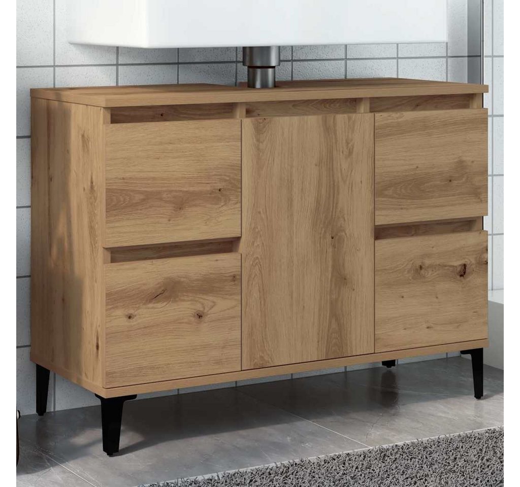 furnicato Waschbeckenunterschrank 80 x 33 x 60 cm Artisan-Eiche (1-St) Badezimmerunterschrank mit 4 Schubladen und Metallfüßen für Bad Bild 5