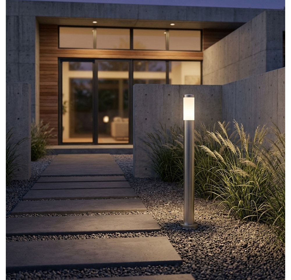 GLOBO LIGHTING LED Außen-Stehlampe, Leuchtmittel inklusive, Warmweiß, LED 7 Watt Steh Lampe Außen Beleuchtung Edelstahl Leuchte IP44 Bild 2