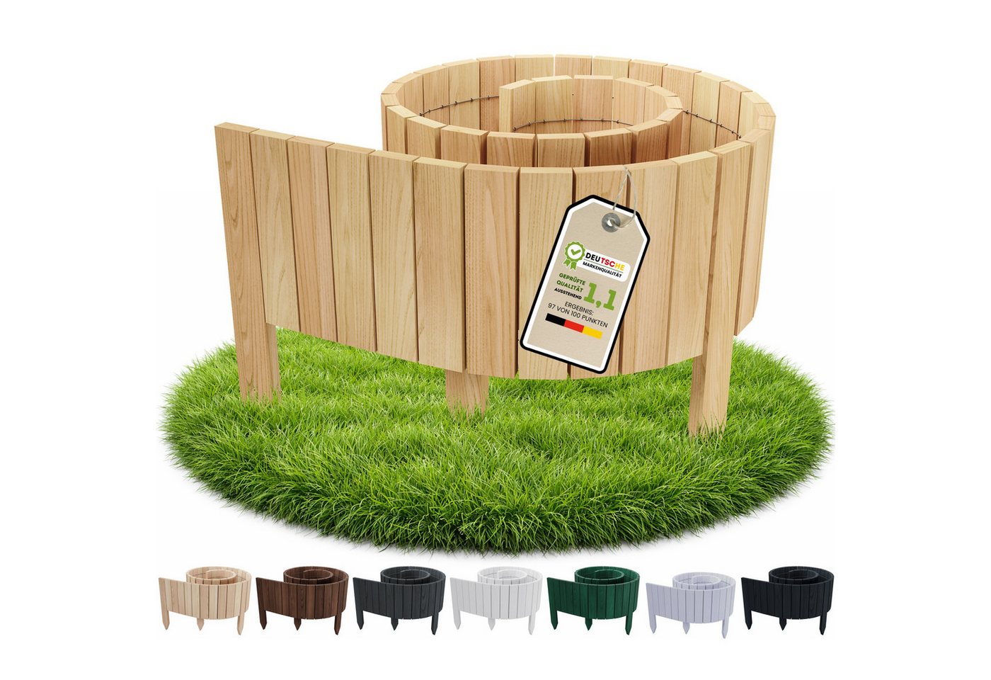 Floranica Beetbegrenzung Beetumrandung gerade Oberkante Rollborder aus Kiefernholz, LxH: 200x10 cm, 1 Stk., Natur, Beetumrandung gerade Oberkante Rollborder aus Kiefernholz Bild 3