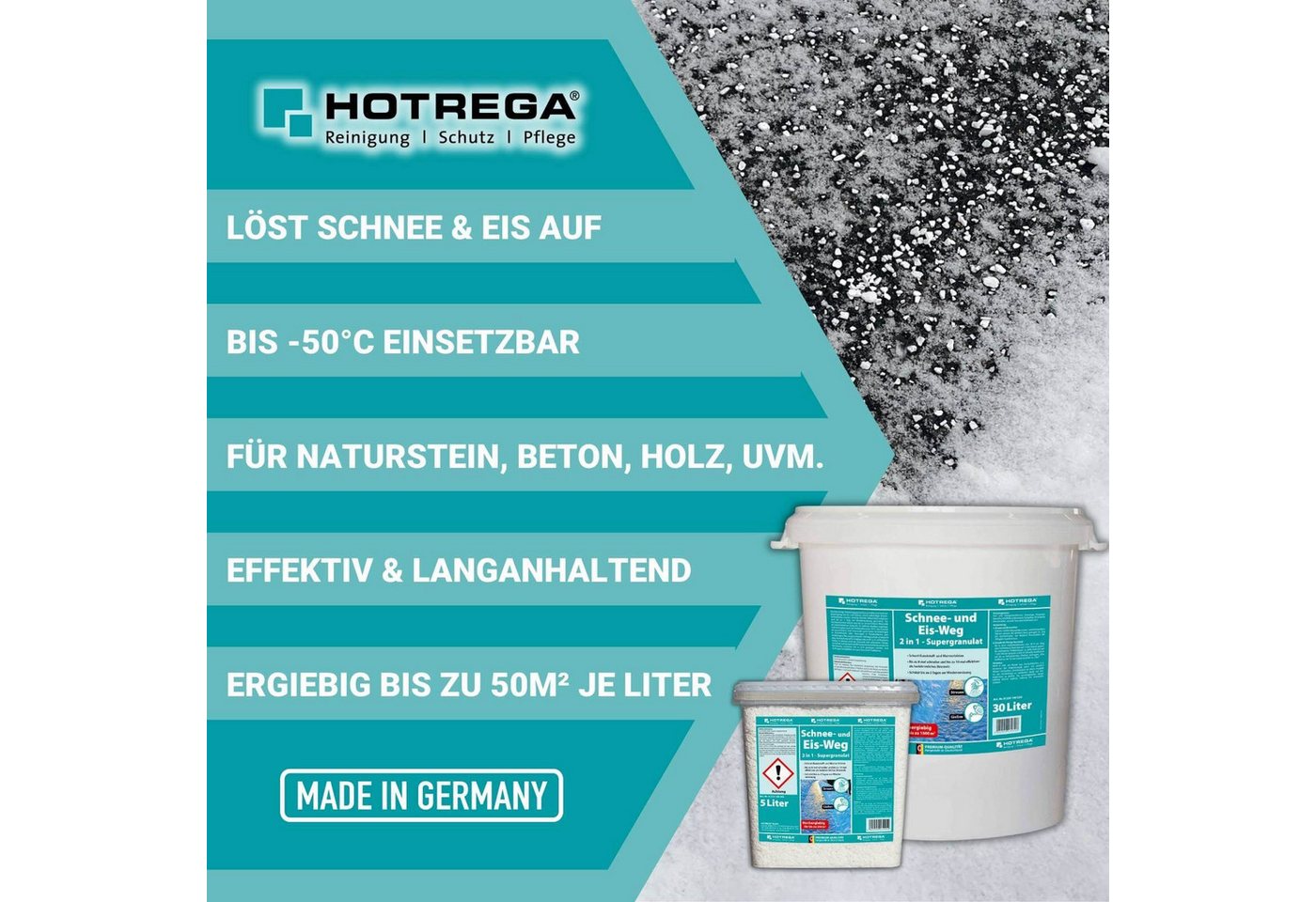 HOTREGA® Sand Auftaugranulat Schnee und Eis Weg 2in1 Streusalz Ersatz Taumittel 5L Bild 5