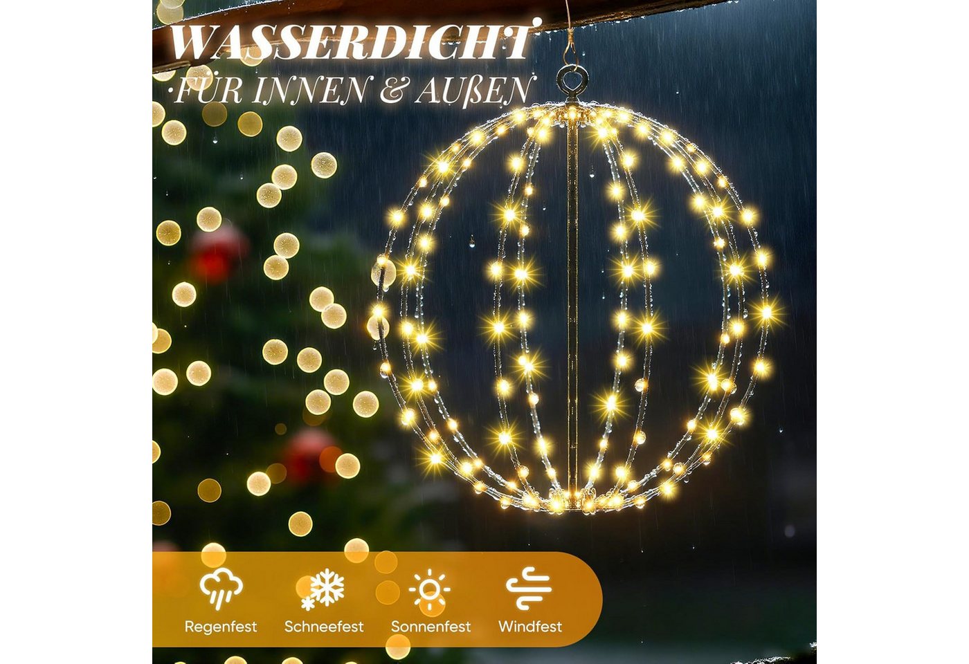 Salcar LED Kugelleuchte LED Garten Weihnachtsdeko Außen Kugel Lichter Ø30/45/55cm Leuchtkugel, Stecker, LED fest integriert, Warmweiß Bild 2
