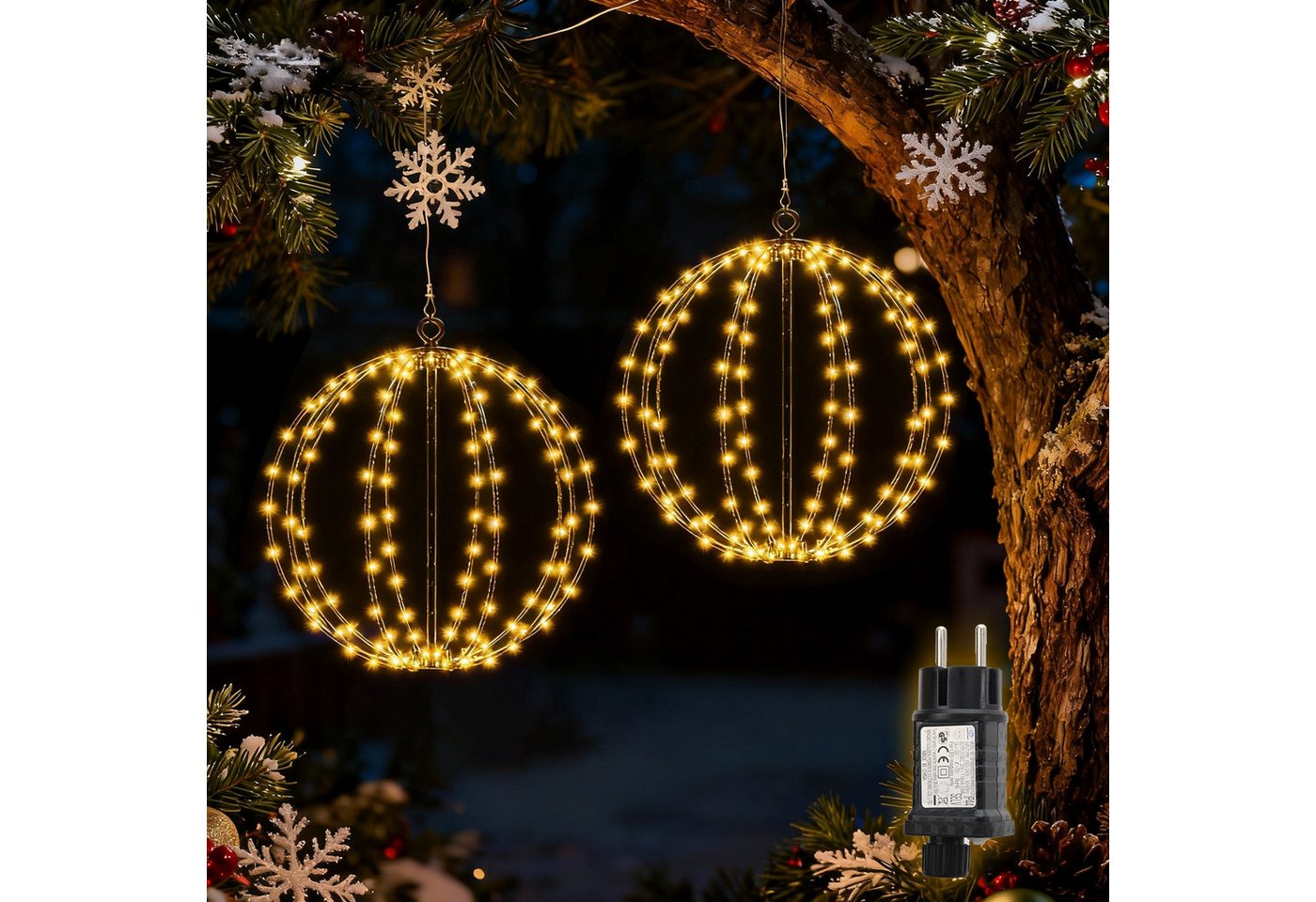 Salcar LED Kugelleuchte LED Garten Weihnachtsdeko Außen Kugel Lichter Ø30/45/55cm Leuchtkugel, Stecker, LED fest integriert, Warmweiß Bild 3