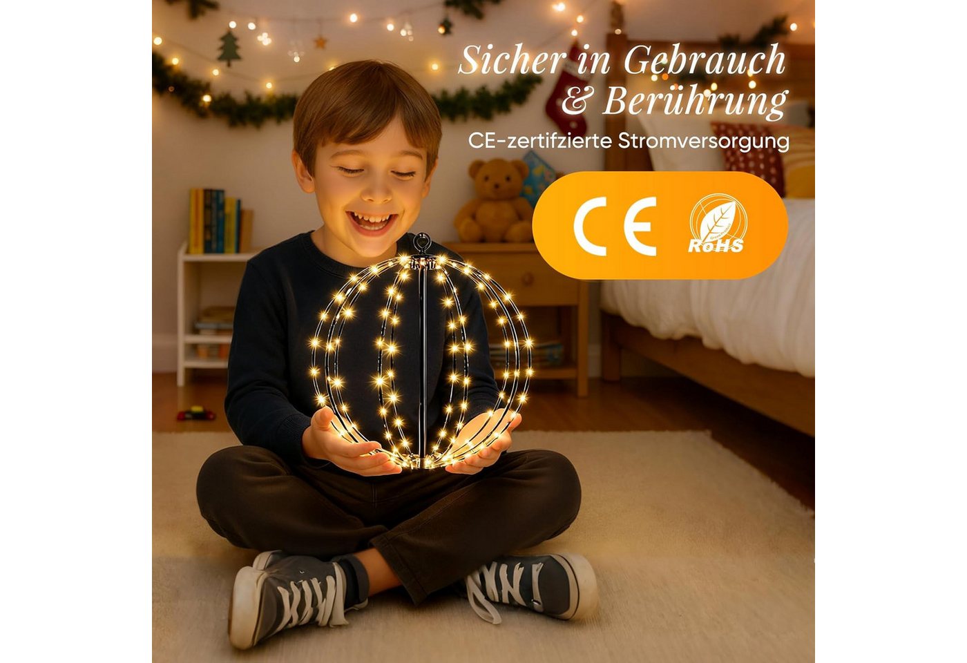 Salcar LED Kugelleuchte LED Garten Weihnachtsdeko Außen Kugel Lichter Ø30/45/55cm Leuchtkugel, Stecker, LED fest integriert, Warmweiß Bild 4