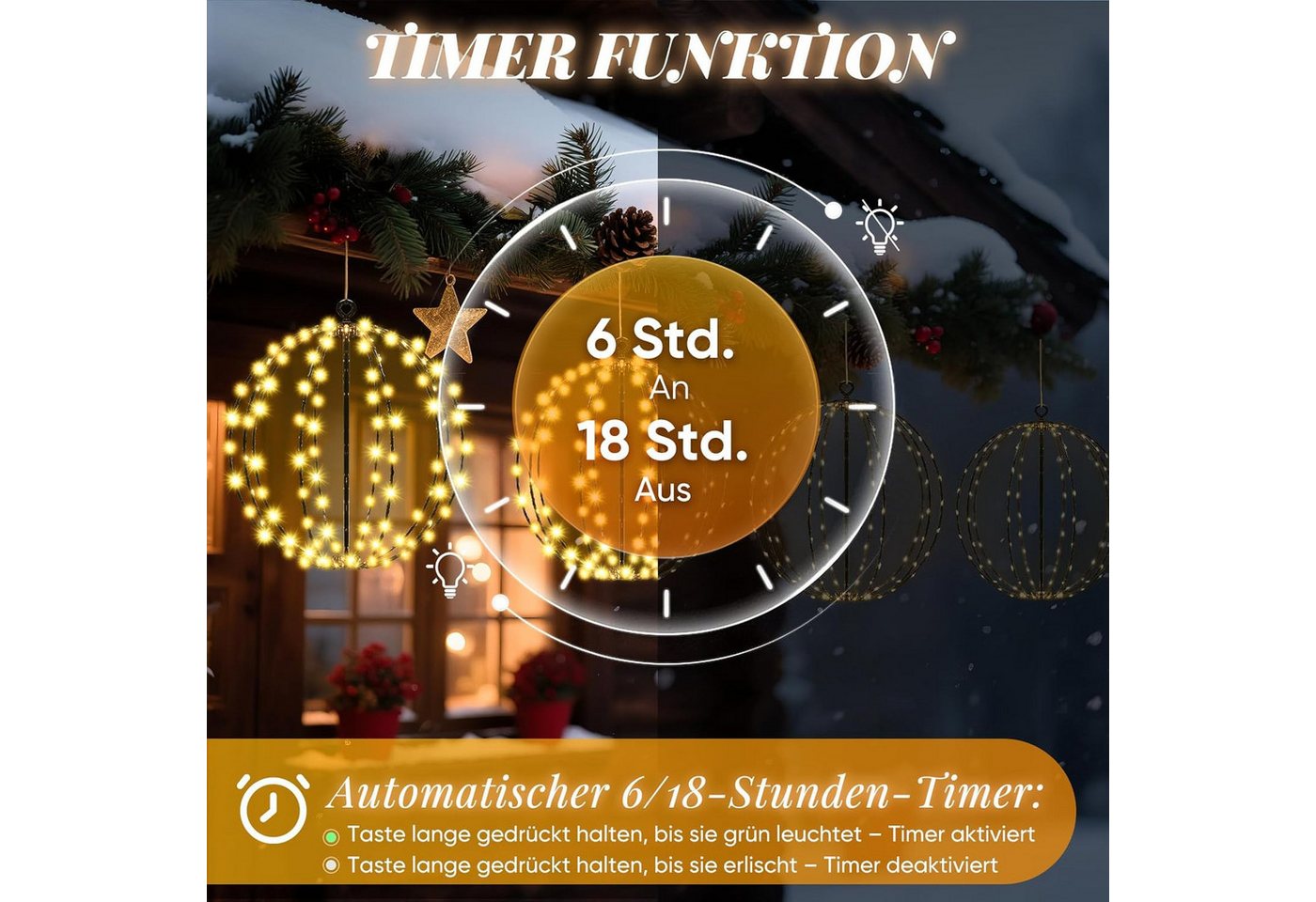 Salcar LED Kugelleuchte LED Garten Weihnachtsdeko Außen Kugel Lichter Ø30/45/55cm Leuchtkugel, Stecker, LED fest integriert, Warmweiß Bild 5
