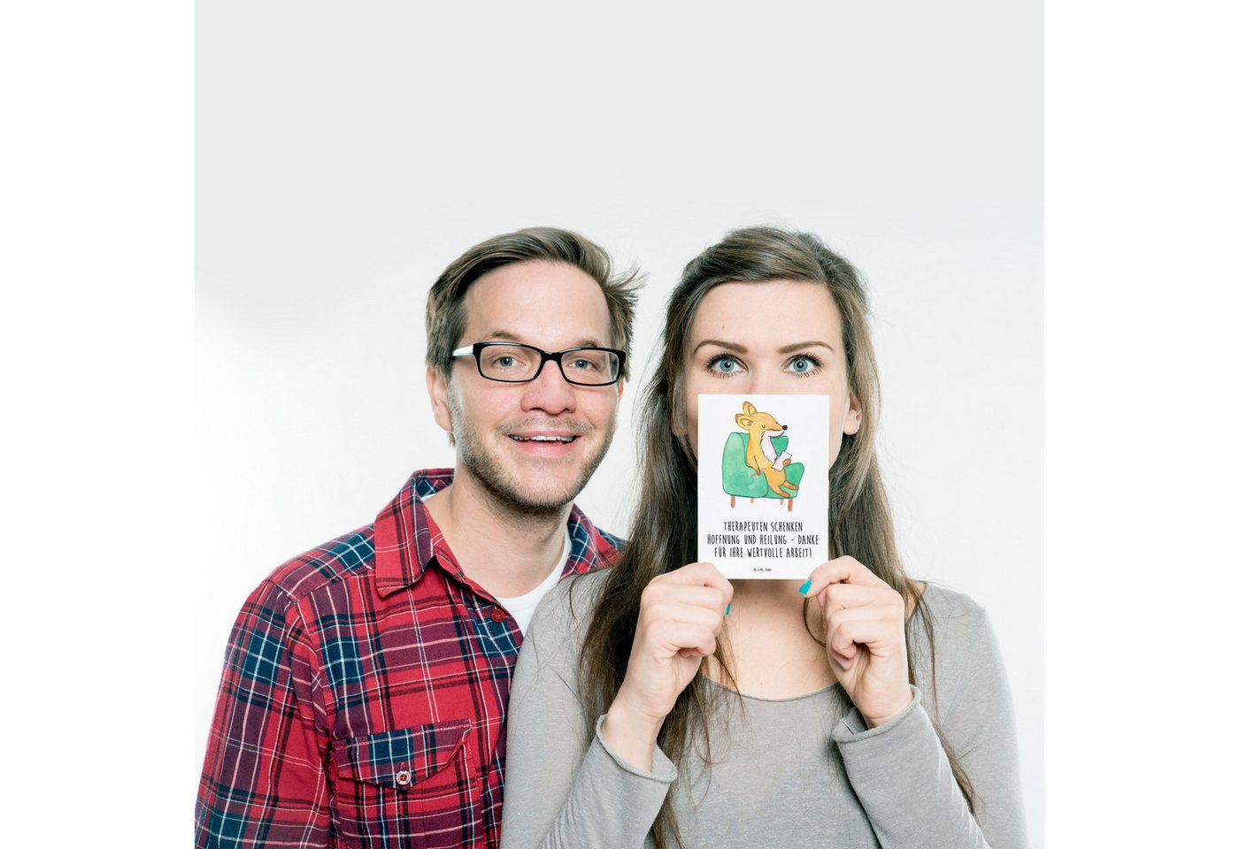 Mr. & Mrs. Panda Postkarte Therapeut Dankeschön, Postkarte, Weiß, Dankbarkeit, bildkarte, Bedank, besondere Geschenkideen Freundschaft Danke