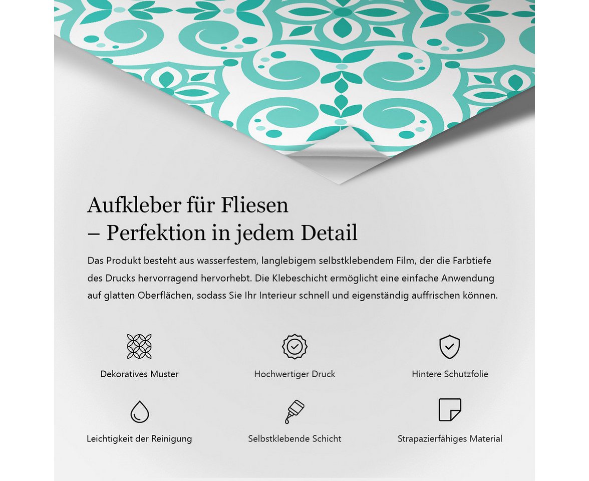 Tulup Fliesenaufkleber Fliesenaufkleber Fliesensticker Zarte Wellenlinien Fliesen Aufkleber Bild 3