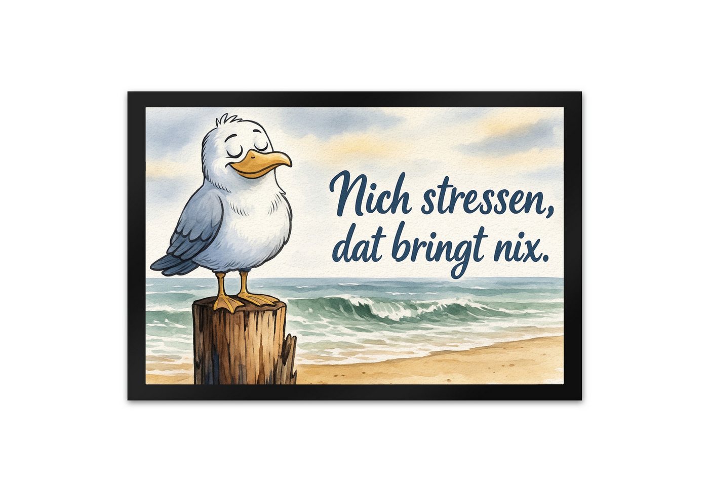 speecheese Fußmatte Möwe Nich stressen auf Aquarell Fußmatte XL in 40x60 cm Bild 2