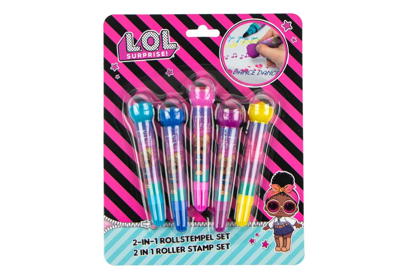 COFI 1453 Kreativset - Rollenstempelset Kinder Bastelzubehör Kreativspielzeug, (5-tlg)