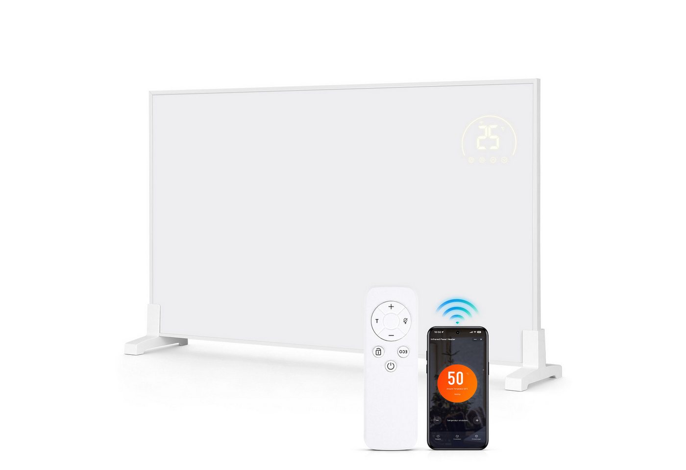 Clanmacy Infrarotheizung Infrarotheizung 960 W mit WLAN, Thermostat, Wandmontage und Standfüßen, Überhitzungsschutz, Einstellbarer Thermostat Bild 3