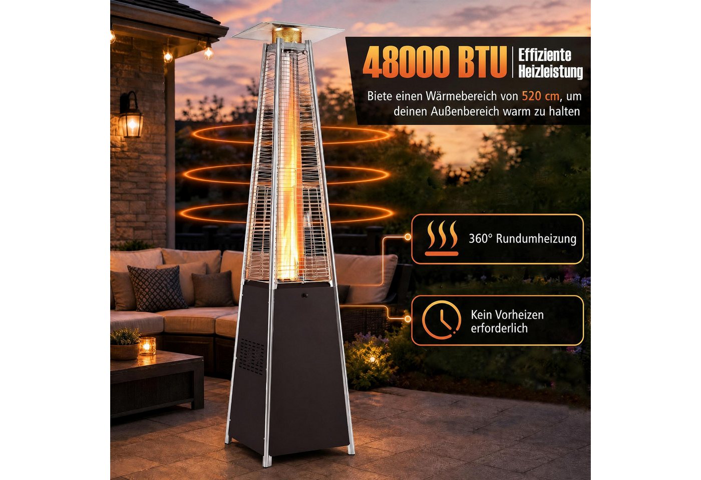 COSTWAY Terrassenstrahler Terrassenheizer, 14000 W, mit Umkippsicherun, Abschaltautomatik & Temperaturregelung Bild 2