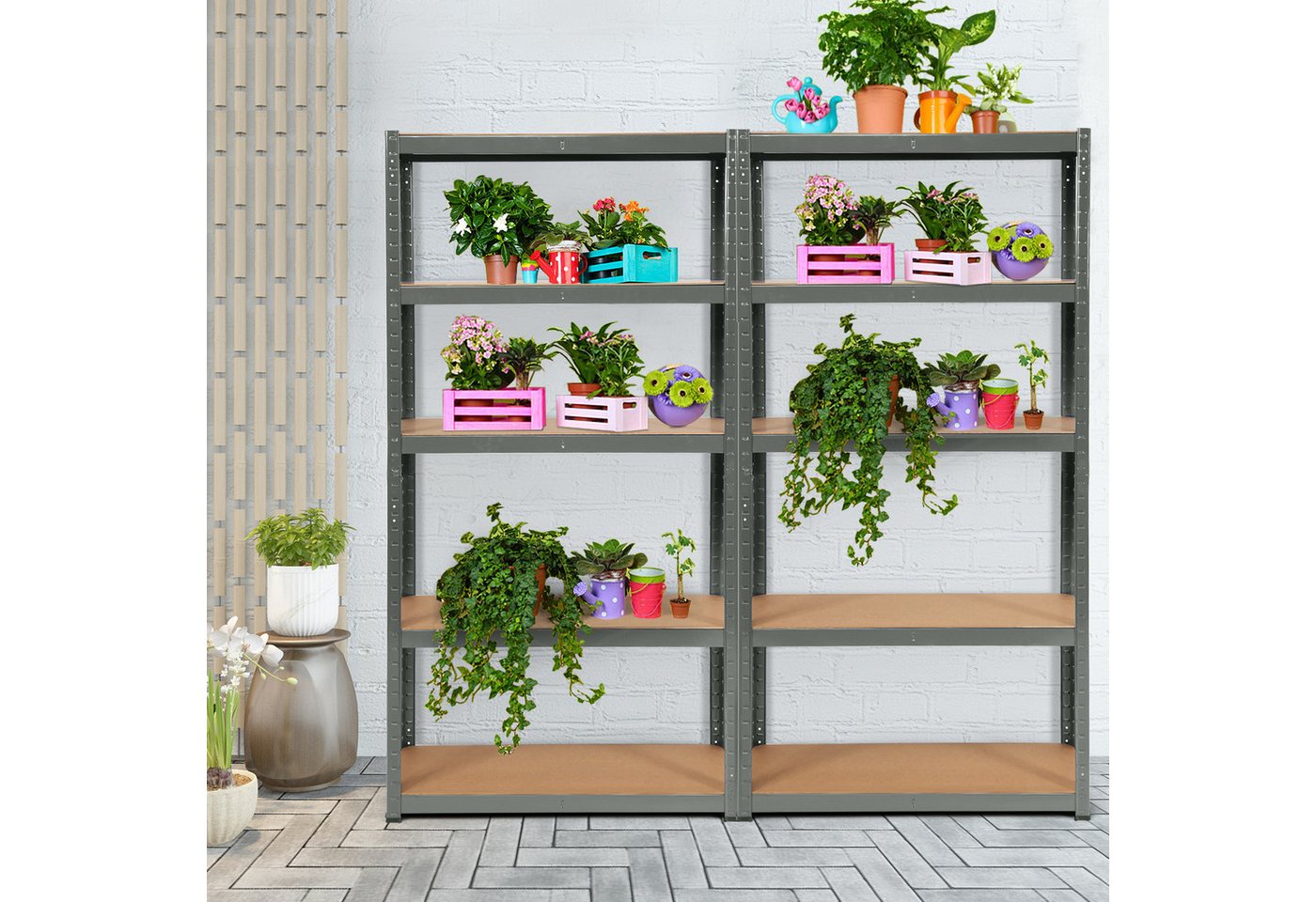 COSTWAY Schwerlastregal, 5 Ebenen, bis 175kg pro Ebenen 180x90x40cm Grau Bild 2
