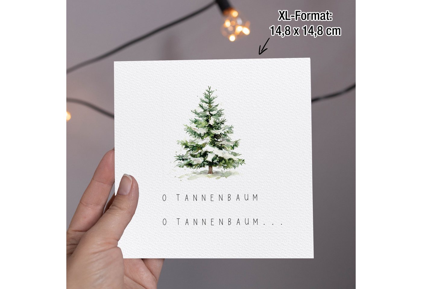 TOBJA Weihnachtskarte 20x XXL Weihnachtskarten Set mit Stickern - Edle Weihnachten, 20 große festliche Weihnachtskarten (14,8 x 14,8 cm) Postkarten