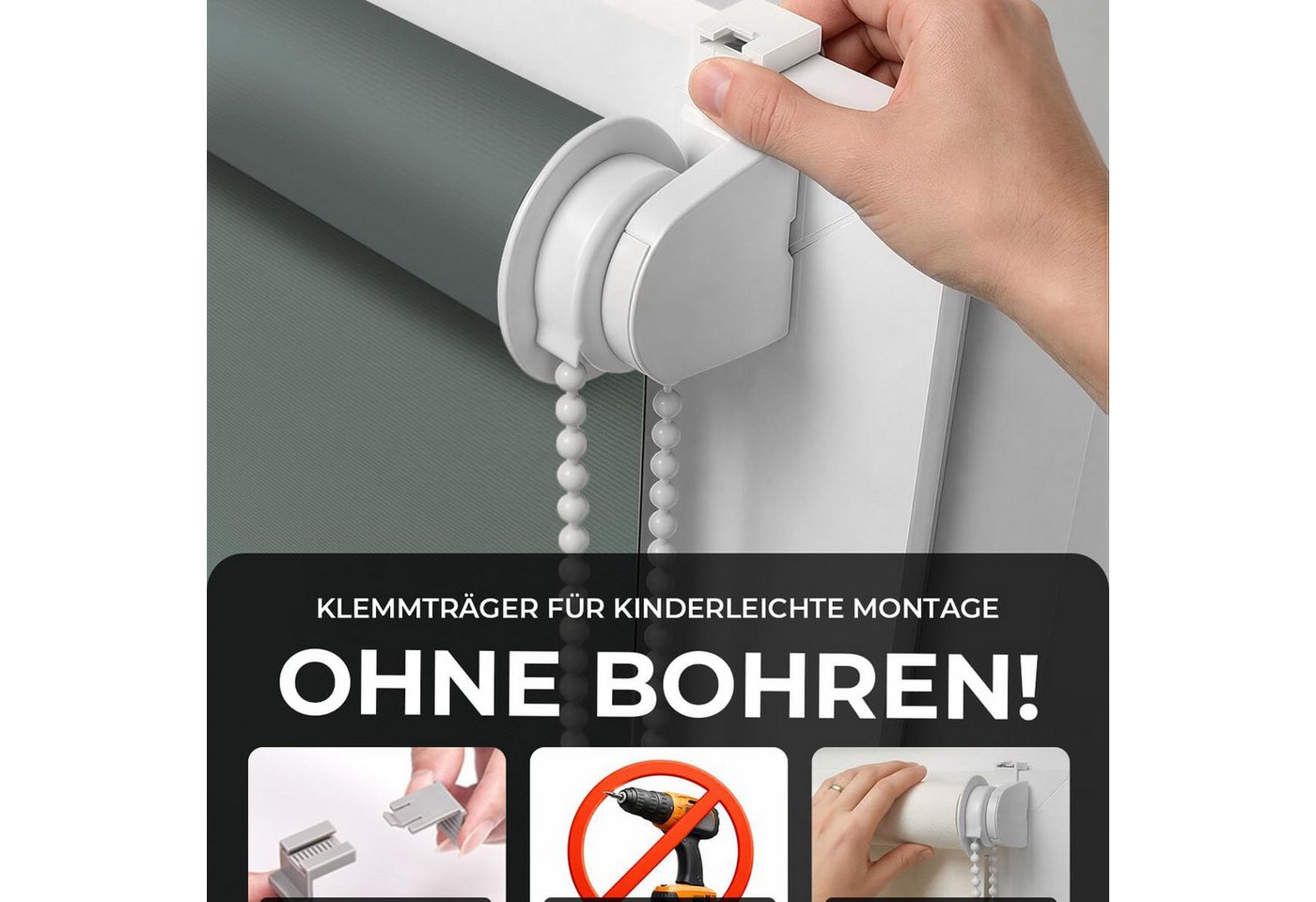 Verdunklungsrollo Klemmfix Tenebra Verdunkelungsrollo, 45 x 160 cm, grau, Victoria M., blickdicht, ohne Bohren, in Führungsschienen, Klemmfix, Verdunkelung, Mit Magnet. energiesparend Bild 5