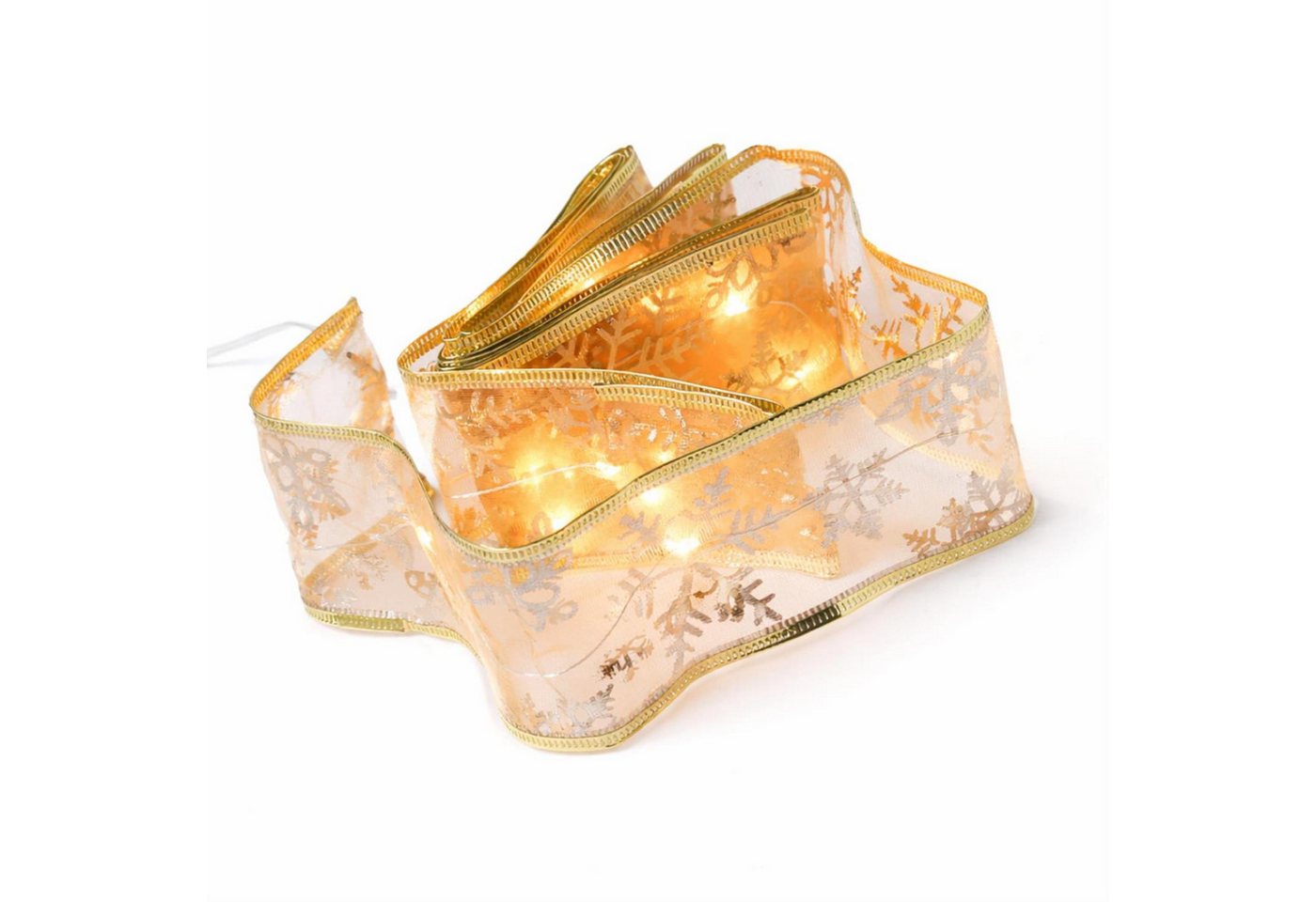MARELIDA LED-Lichterkette LED Seidenband Geschenkband Schleifenband 30 LED 2,7m Batterie gold, 30-flammig Bild 2