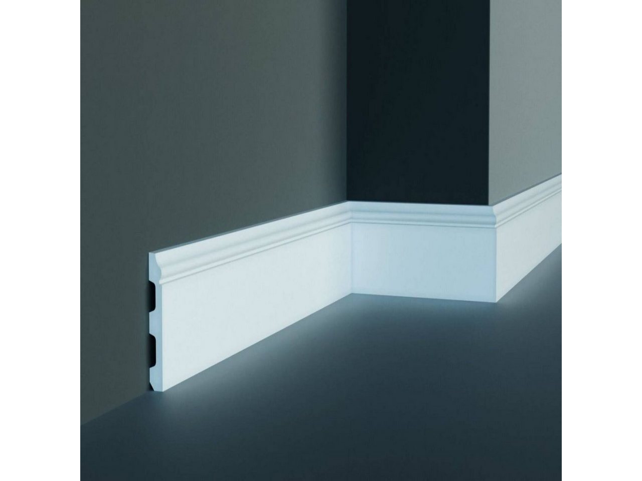 PROVISTON Sockelleiste Polyurethan, 80 x 12 x 2000 mm, Weiß, Kunststoff Fußleiste, 1-St. Bild 2