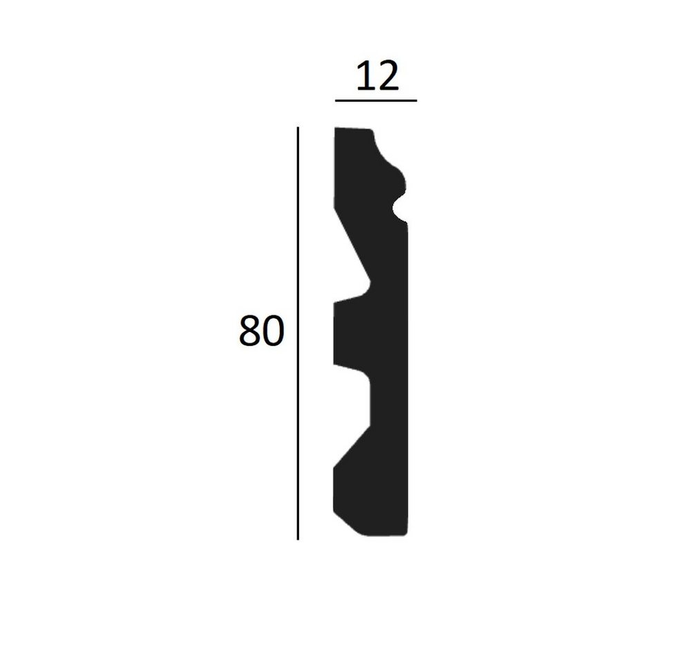 PROVISTON Sockelleiste Polyurethan, 80 x 12 x 2000 mm, Weiß, Kunststoff Fußleiste, 1-St. Bild 5