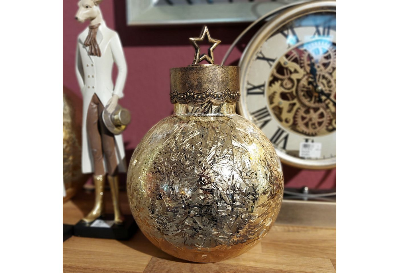 formano LED Kugelleuchte Winterwald, LED, Mit Timerfunktion, Gold, Winterwald, H: 30cm