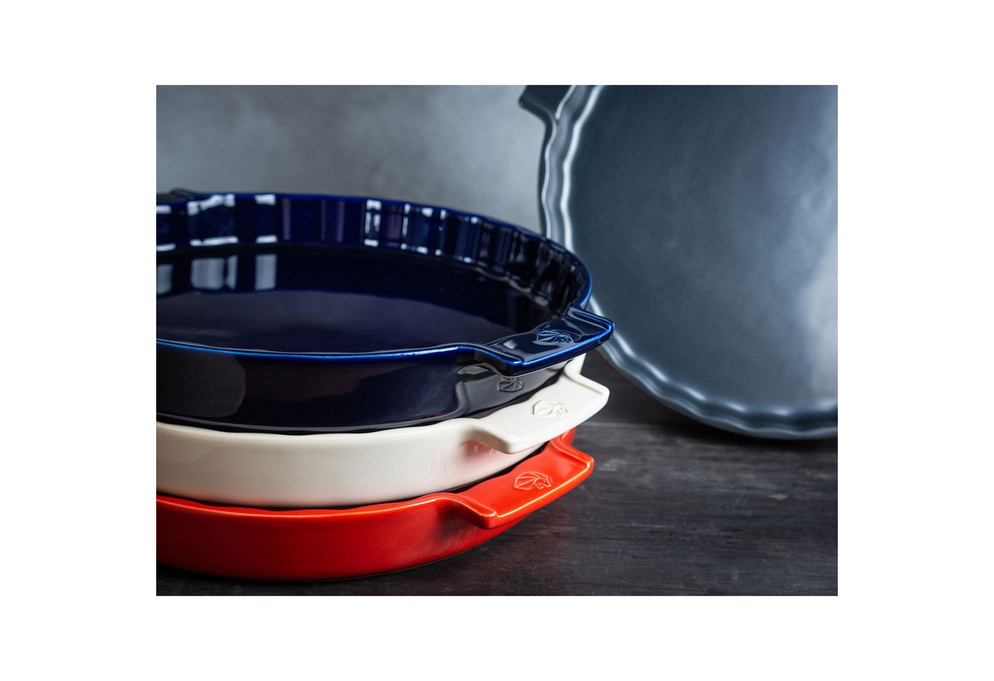 PEUGEOT Backform Tarteform Appolia, Kuchenform, Tortenform, Keramik, Blau, 30 cm, 60374