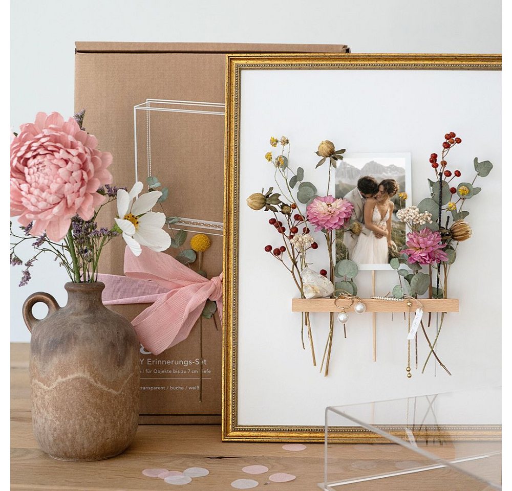 krasspedia Bilderrahmen zum Basteln DIY- Set Brautstrauß aufbewahren helga, 30x40 cm, Objektrahmen tief, Bilderrahmen zum Befüllen,Hochzeitsgeschenk, Brautpaar, Erinnerungsbox Bild 3