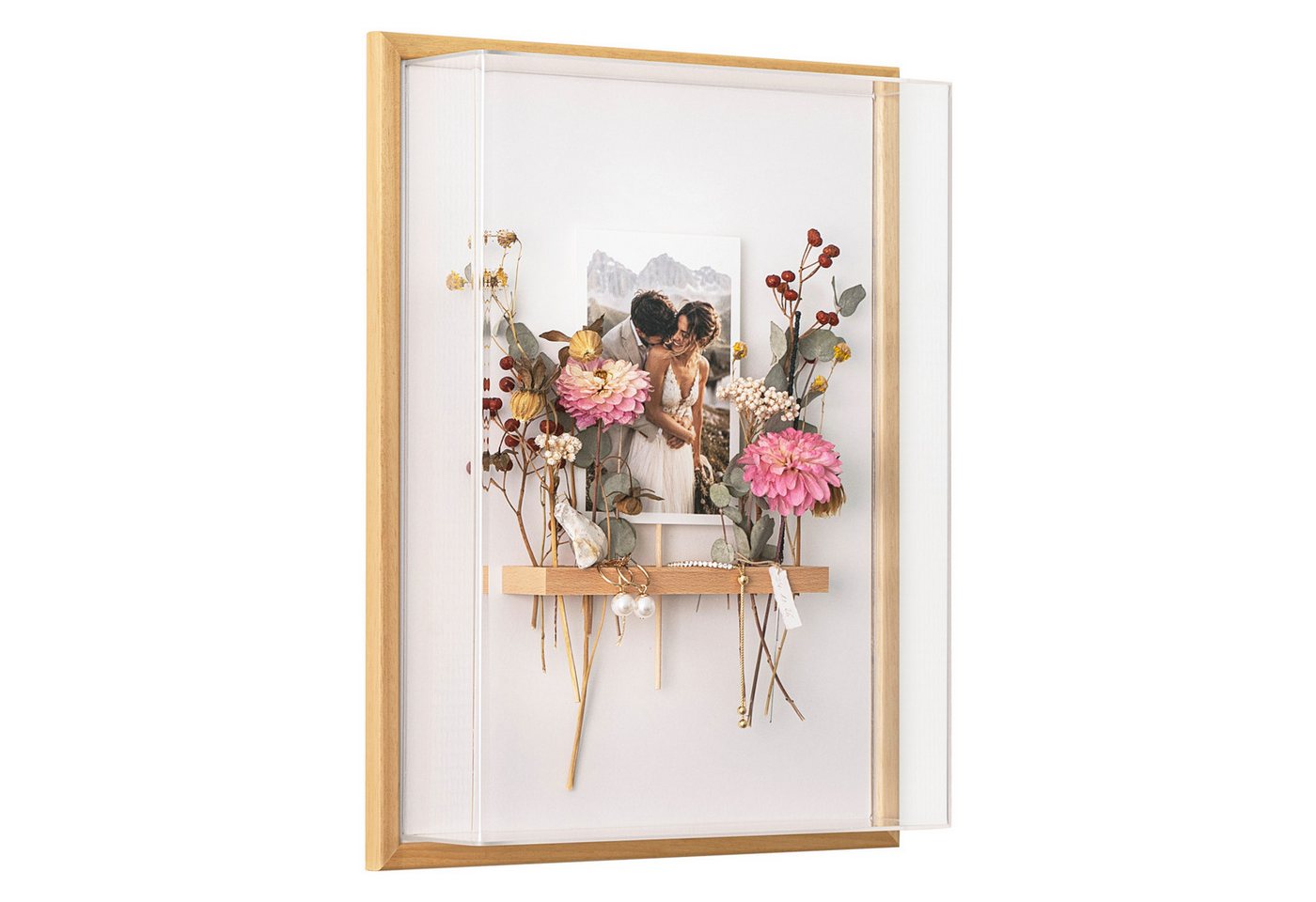 krasspedia Bilderrahmen zum Basteln DIY- Set Brautstrauß aufbewahren helga, 30x40 cm, Objektrahmen tief, Bilderrahmen zum Befüllen,Hochzeitsgeschenk, Brautpaar, Erinnerungsbox Bild 4