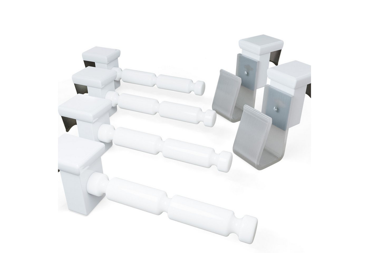 dekohaken24.de Fensterhaken Dekohaken mit Distanzhalter, für Klemmbereiche von 10-27 mm, inkl. 2x Batteriefachhalter, für Sterne, Lichterketten, Kugeln