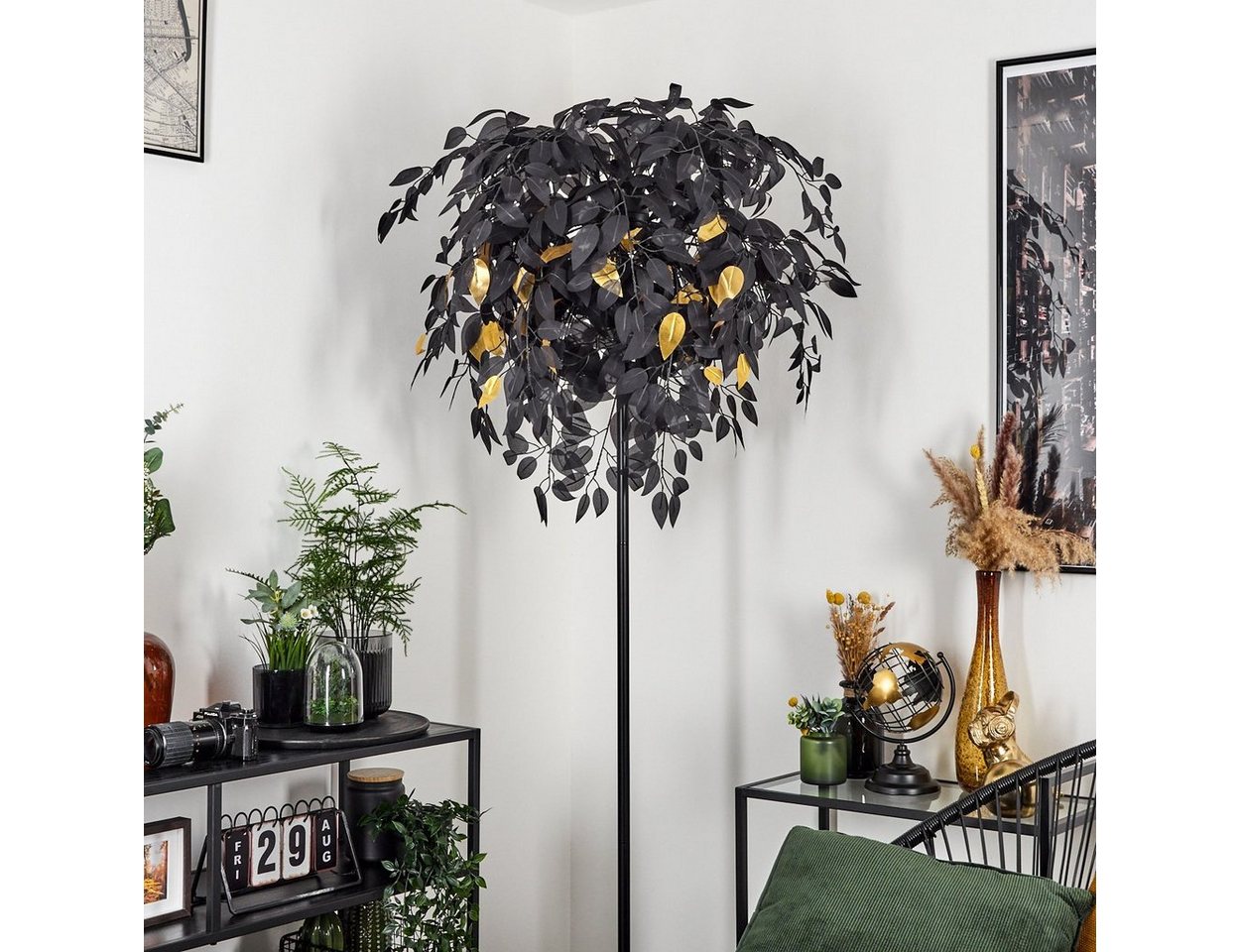 hofstein Stehlampe »Orticelli« Stehlampe aus Metall/Kunststoff in Schwarz/Goldfarben, ohne Leuchtmittel Bild 3