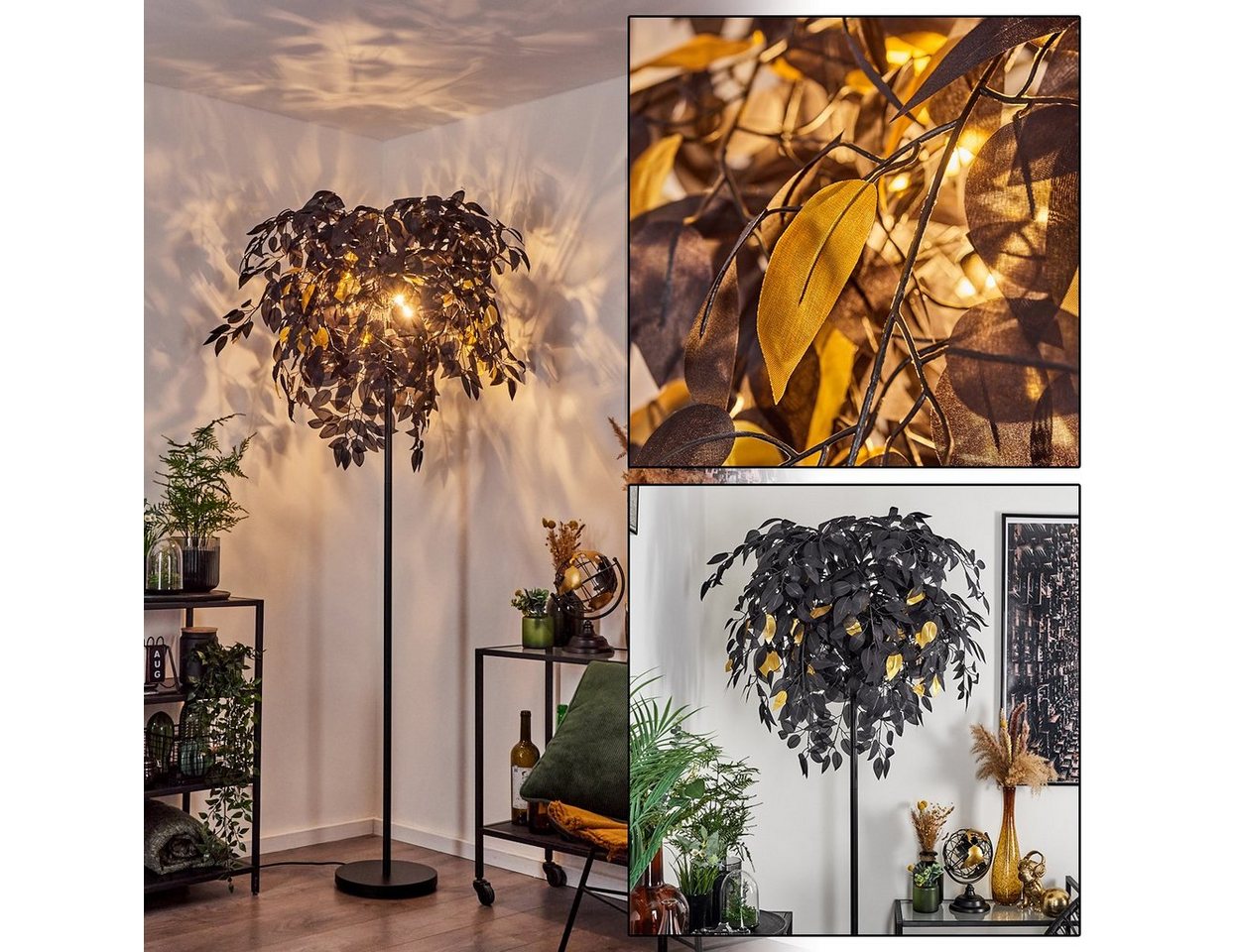 hofstein Stehlampe »Orticelli« Stehlampe aus Metall/Kunststoff in Schwarz/Goldfarben, ohne Leuchtmittel Bild 4