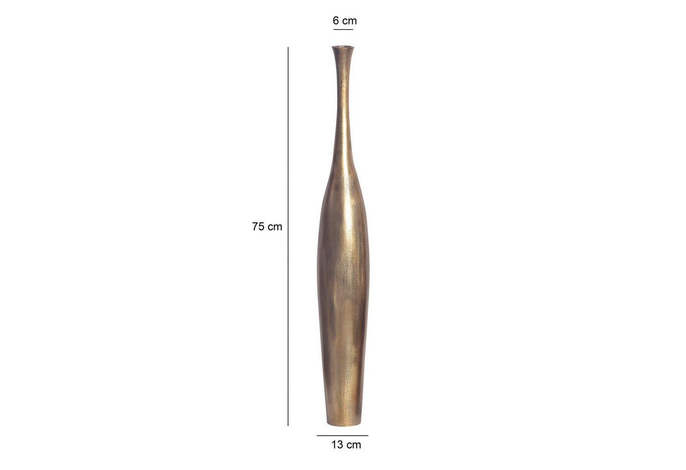 FINEBUY Bodenvase FB64127 Vase Aluminium Gold Blumenvase XXL Wohndeko Groß Alu Modern (75 cm Aluminium Gold Modern Groß), Hohe Alu Blumenvase Handgefertigt, Vase für Blumen Bild 5