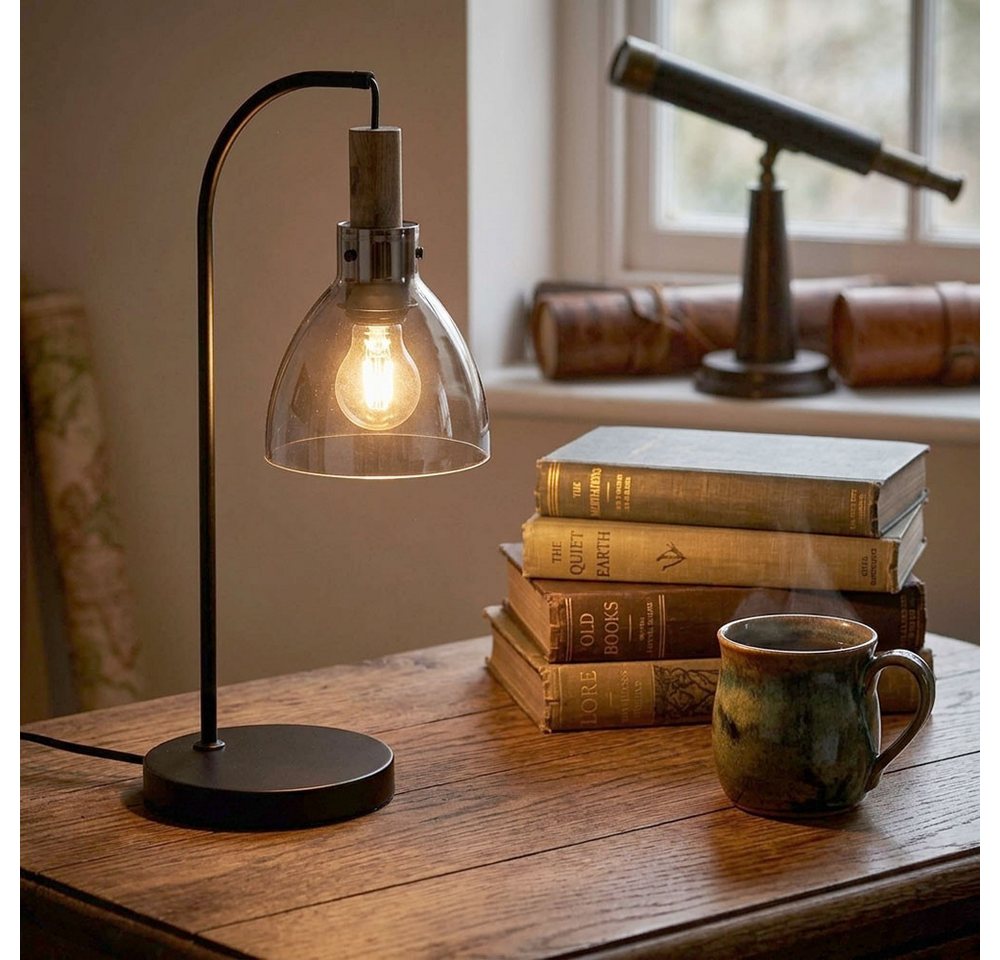 GLOBO LIGHTING LED Tischleuchte, Leuchtmittel inklusive, Warmweiß, Tischleuchte Nachttischlampe Tischlampe Rauchglas Leselampe LED H 55cm Bild 4