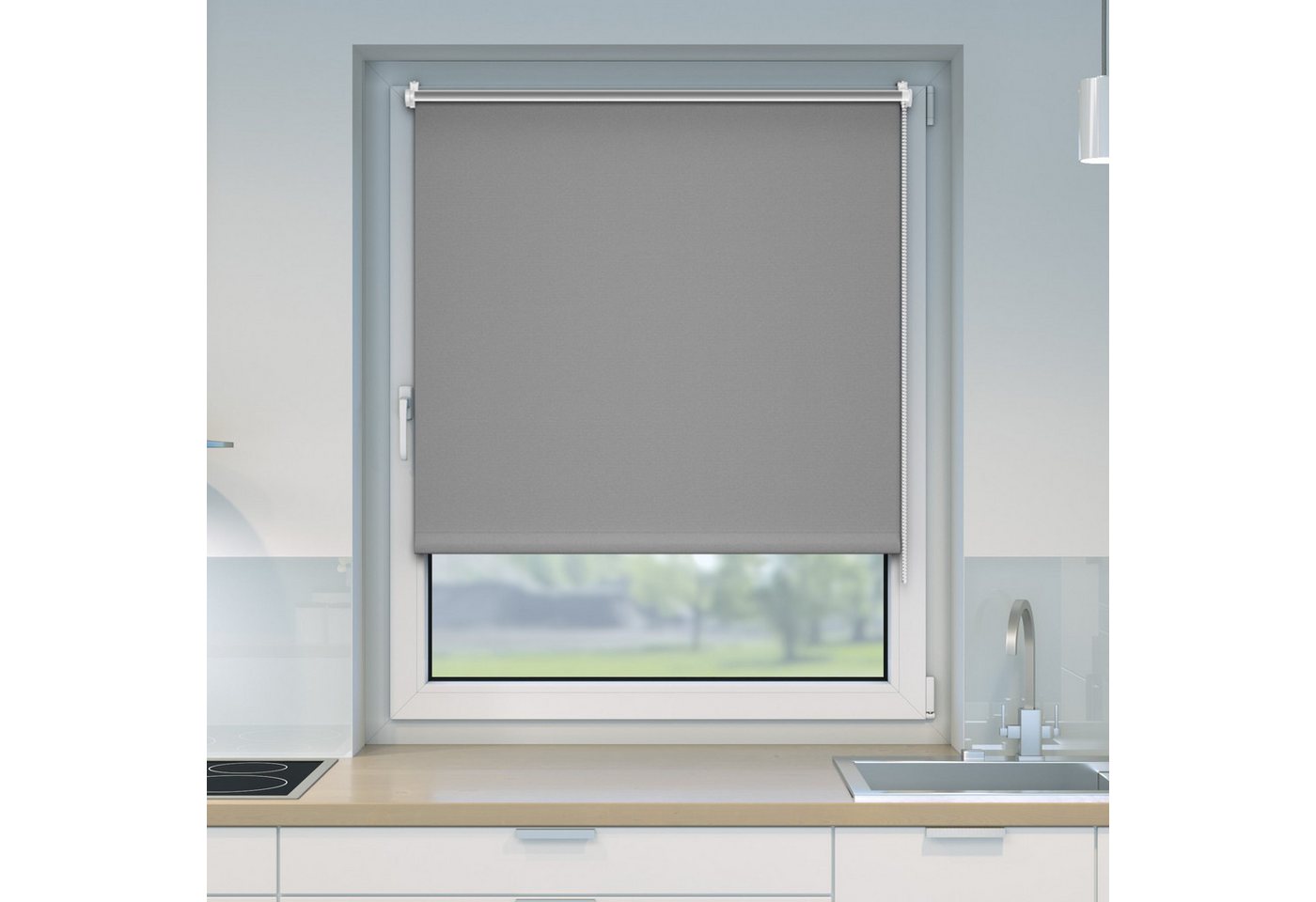 Verdunklungsrollo Klemmfix Tenebra Verdunkelungsrollo-Thermorollo, 40x120cm grau, Victoria M., blickdicht, ohne Bohren, in Führungsschienen, Klemmfix, Thermo – Isolierung, Mit Magnet