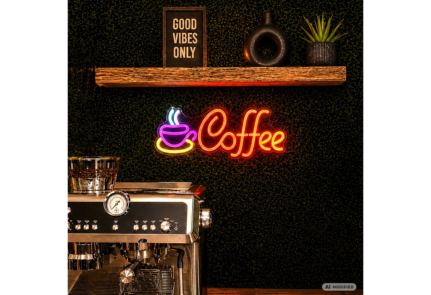 Lightbox Wandleuchte, Neon LED Wandleuchte Coffee, 42 x 22 cm, Kunststoff, transparent Bild 2