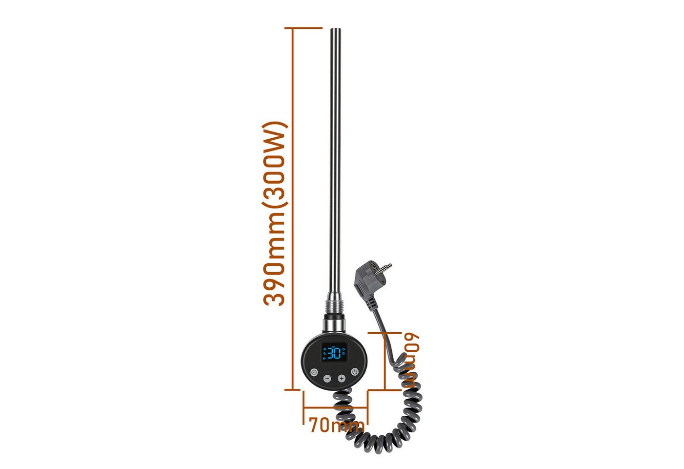 Clanmacy Heizstab Elektro Heizstab 300-1200W WLAN Thermostat App Timer Anthrazit Bild 3