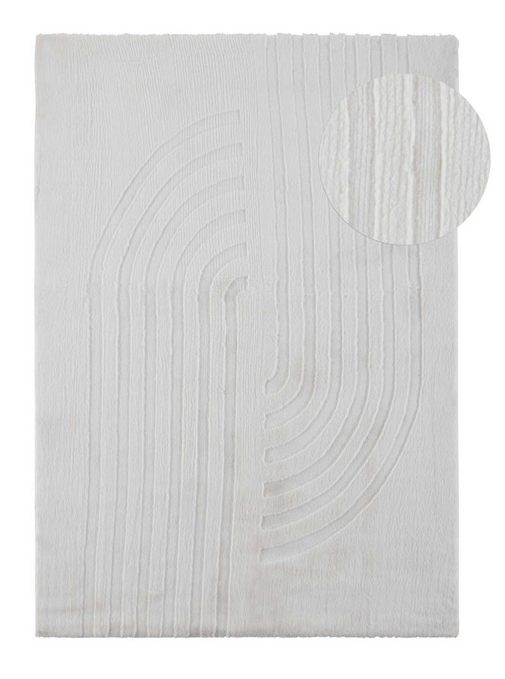 TaraCarpet Langflor-Teppich Tara Carpet Kodiak Twister Hasenfellteppich der Premiumklasse, rechteckig, Höhe: 25 mm, Wohnzimmer, Schlafzimmer, Esszimmer, Jugendzimmer creme 080x150