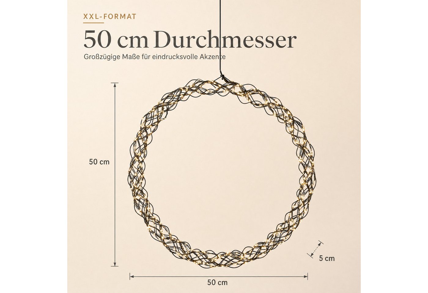 Northpoint Dekokranz XXL LED Lichtkranz 50cm 1000 LEDs Timer IP44