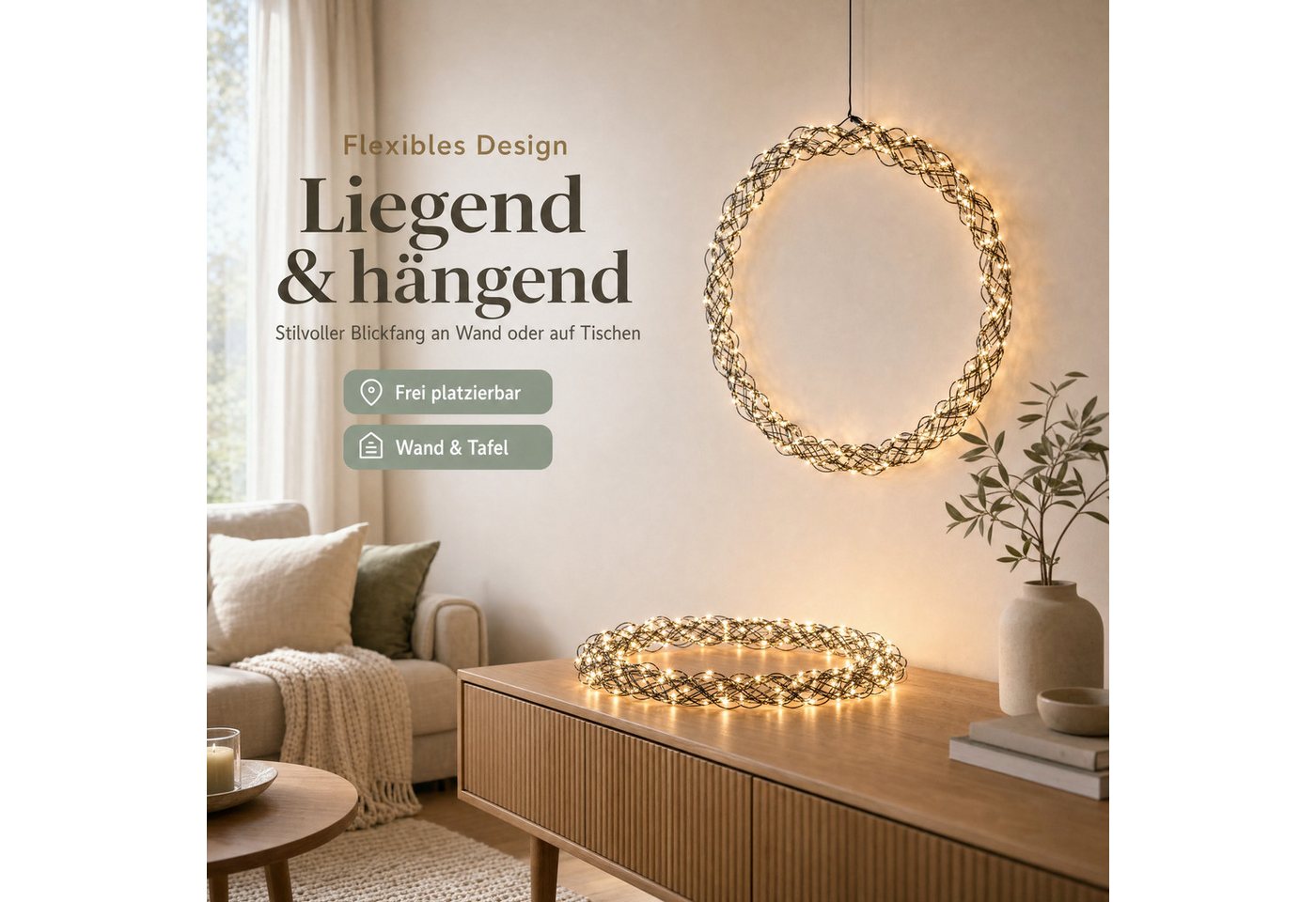 Northpoint Dekokranz XXL LED Lichtkranz 50cm 1000 LEDs Timer IP44 Bild 2