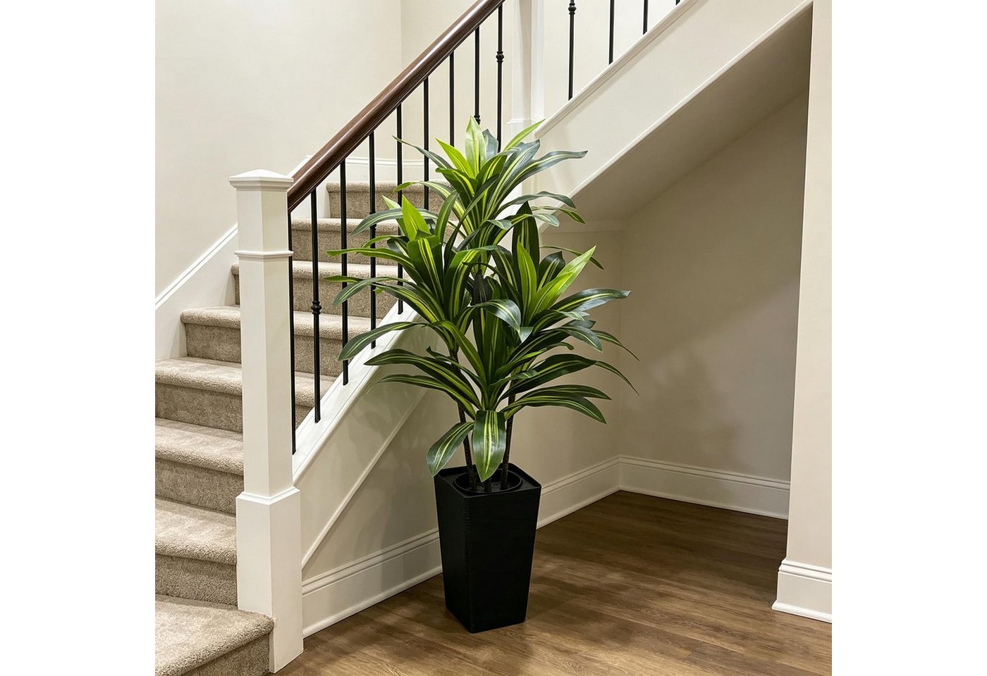 Kunstpflanze künstlicher Dracaena-Baum mit Topf, dekorative Kunstpflanze, GarveeMore