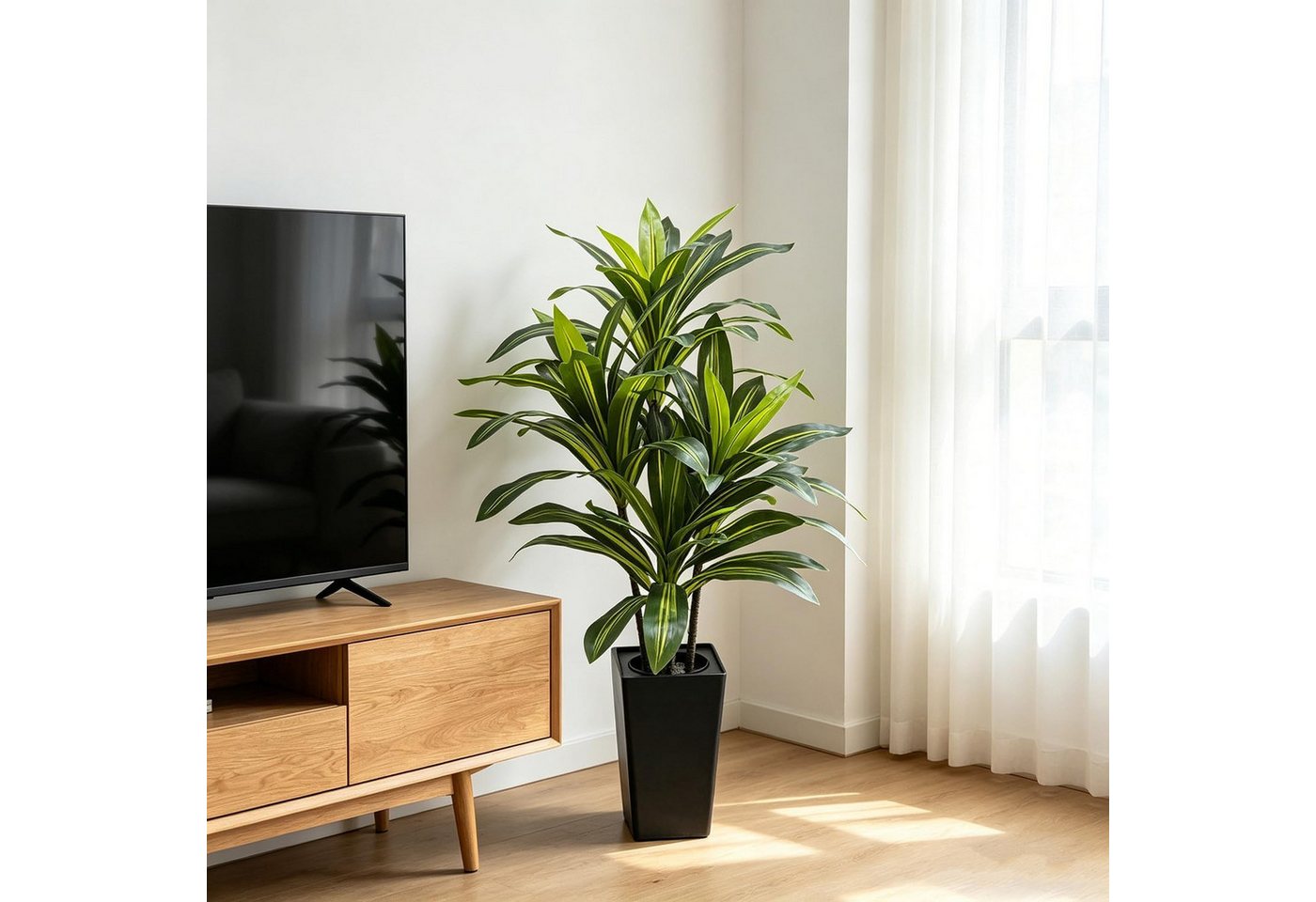 Kunstpflanze künstlicher Dracaena-Baum mit Topf, dekorative Kunstpflanze, GarveeMore Bild 3
