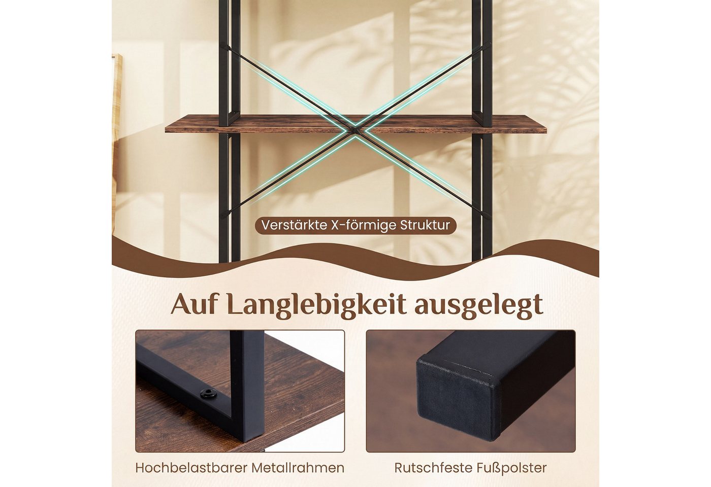COSTWAY Bücherregal, Standregal Konsonlentisch mit Ablagen 80 x 30 x 86 cm Bild 2