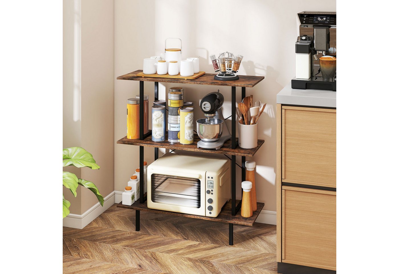 COSTWAY Bücherregal, Standregal Konsonlentisch mit Ablagen 80 x 30 x 86 cm Bild 3