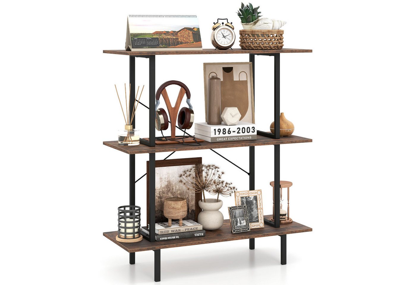 COSTWAY Bücherregal, Standregal Konsonlentisch mit Ablagen 80 x 30 x 86 cm Bild 5