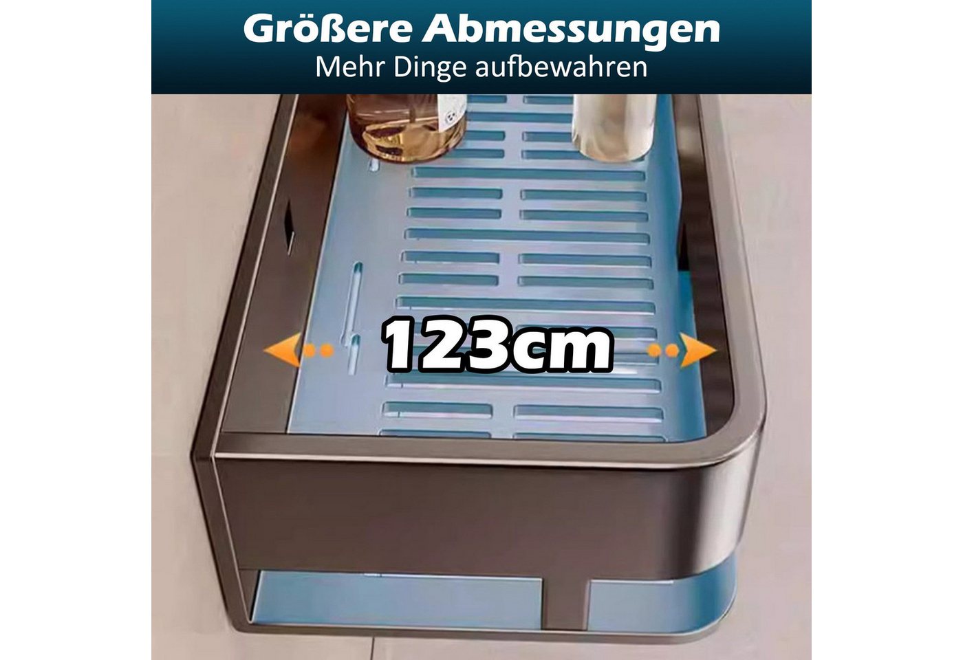 Fyrove Eckregal Duschablage Edelstahl Eckregal, ohne Bohren, 30/40 cm, schwarz, für Bad & Küche, Gewürzregal
