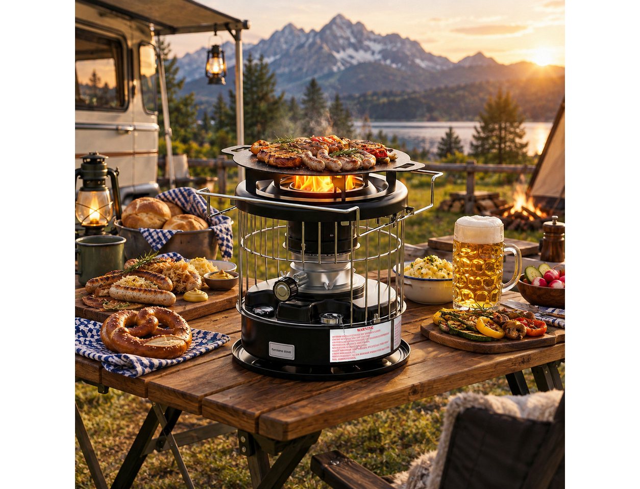 GLIESE Petroleumheizung – Brennstoffbetriebener Raumheizkörper R95, tragbar & Campingkocher, Ohne Strom, 2600 W, 12,5 h Laufzeit, Heizen & Kochen, 6,5 kg Bild 5