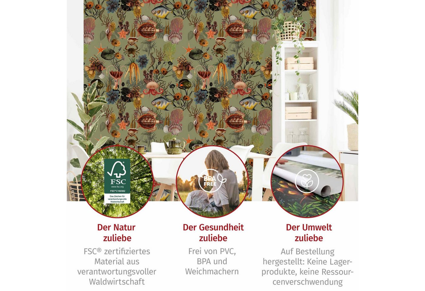 Bilderdepot24 Fototapete Tiefe See Grün Unterwasser Fische, Glatt, Matt, (Vliestapete inkl. Kleister oder selbstklebend), Wohnzimmer Schlafzimmer Küche Flur Motivtapete Vliestapete Wandtapete Bild 5