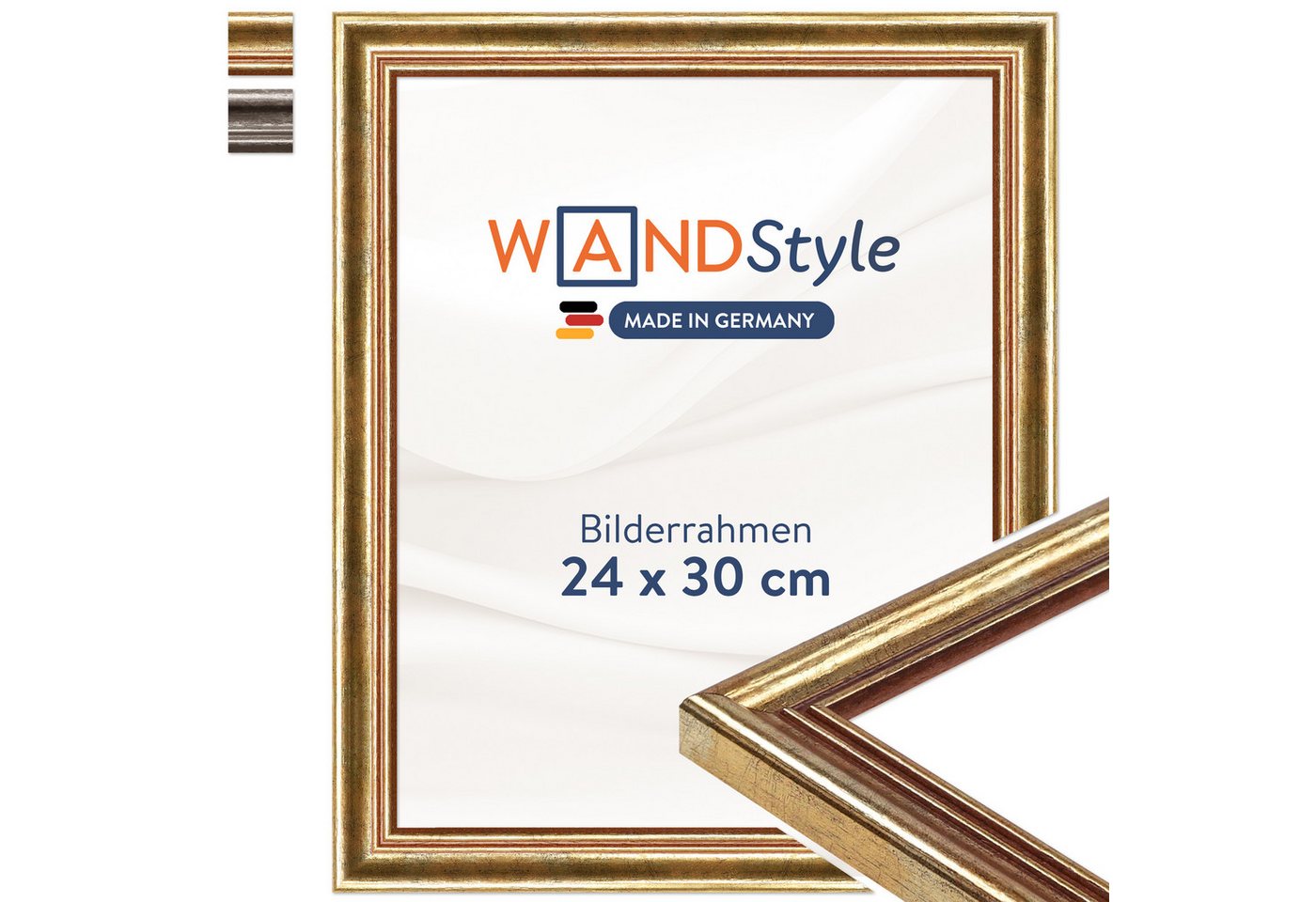 WANDStyle Bilderrahmen H400, Goldener Bilderrahmen 24x30 Holz, Vintage Bilderrahmen Gold 24x30 cm Bild 3